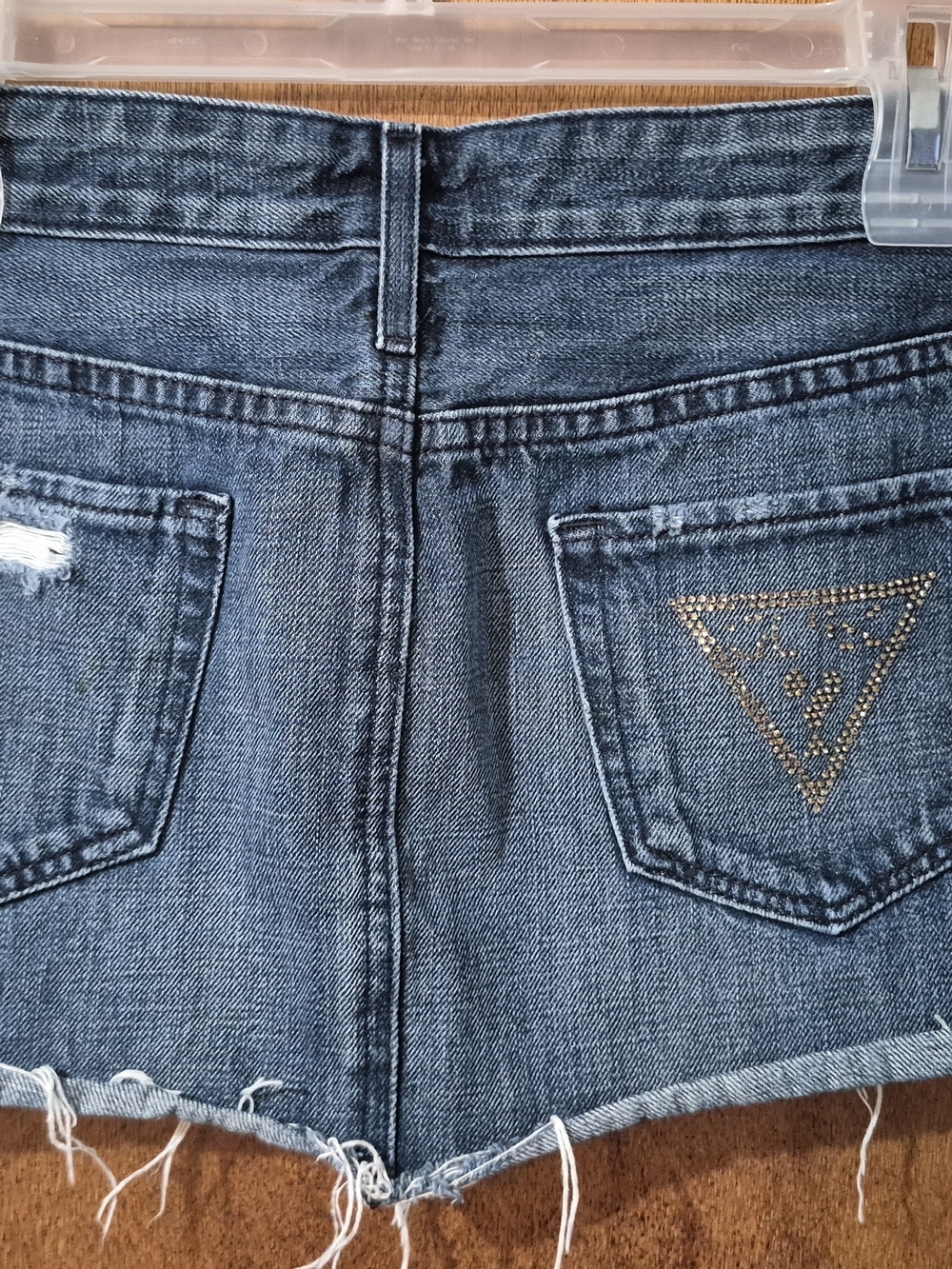 GUESS Distressed Blue Denim Cutoff Skirt - Picture 2 of 4